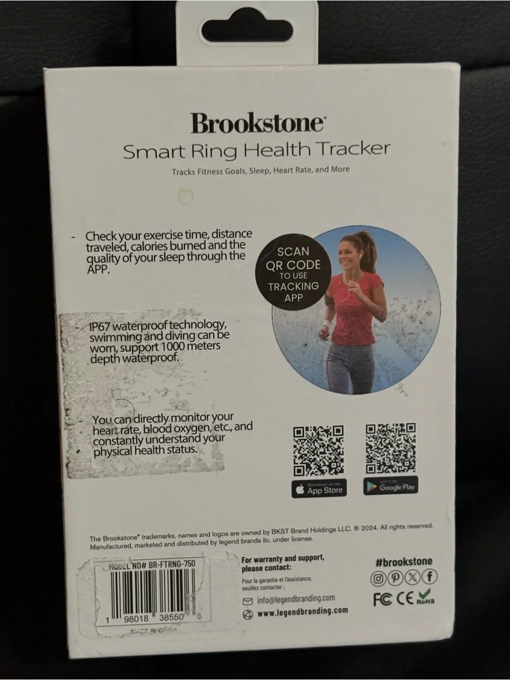 Brookstone Smart Ring Health Tracker - Black size 10
